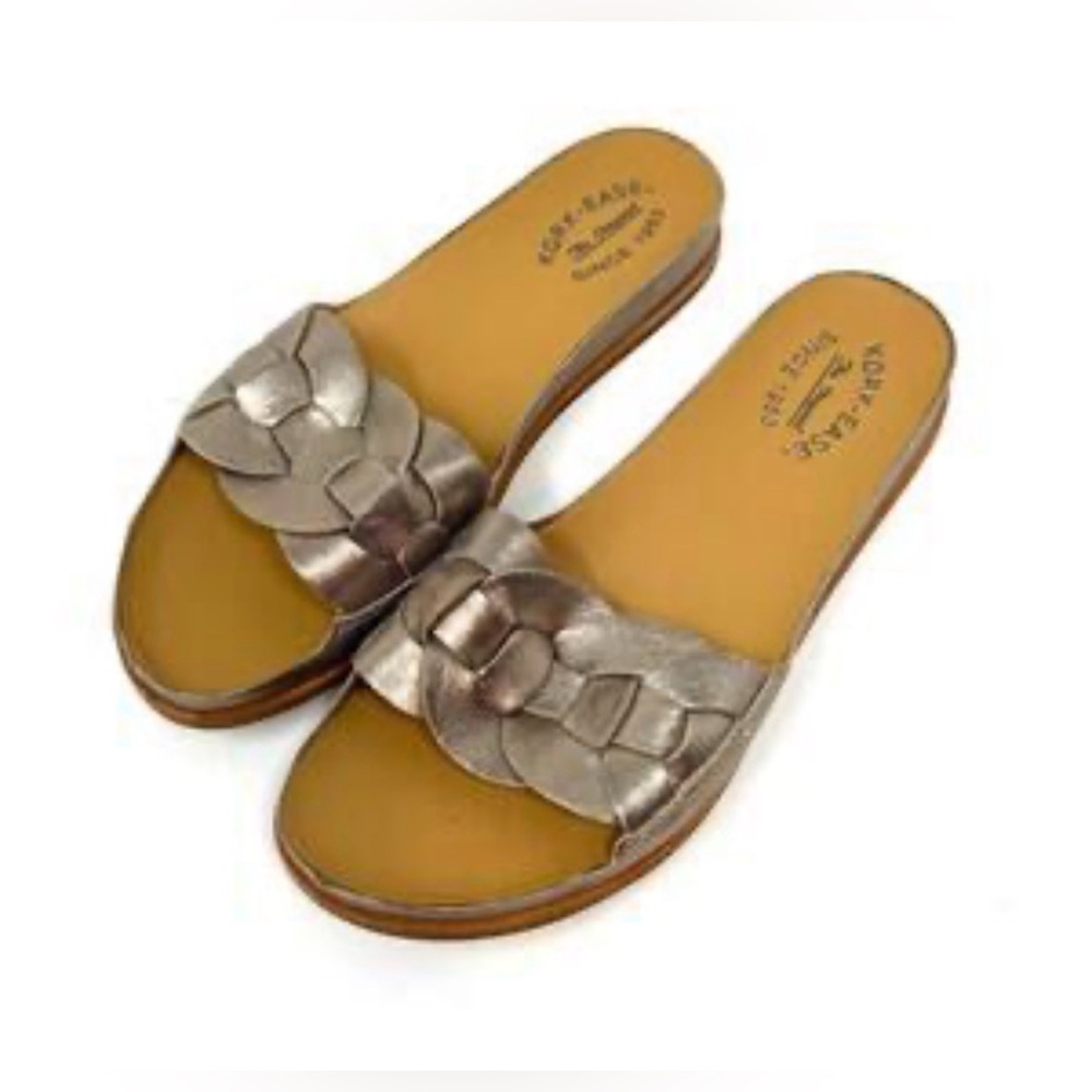 Kork-ease dolphin braid slides gold pewter Size 11